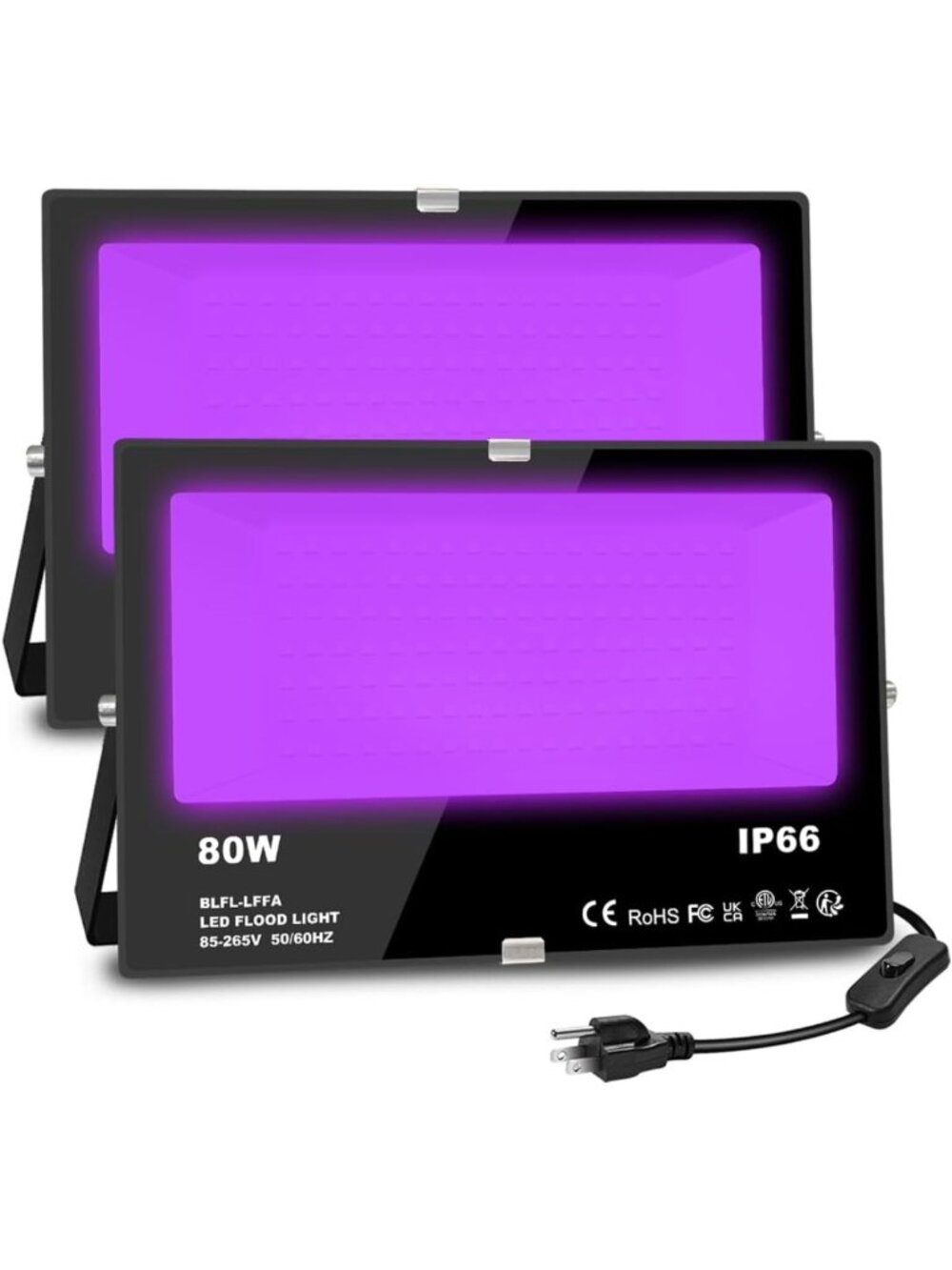 80W Black Light Flood Light for Outdoor Glow Parties, Halloween Decor & Stage